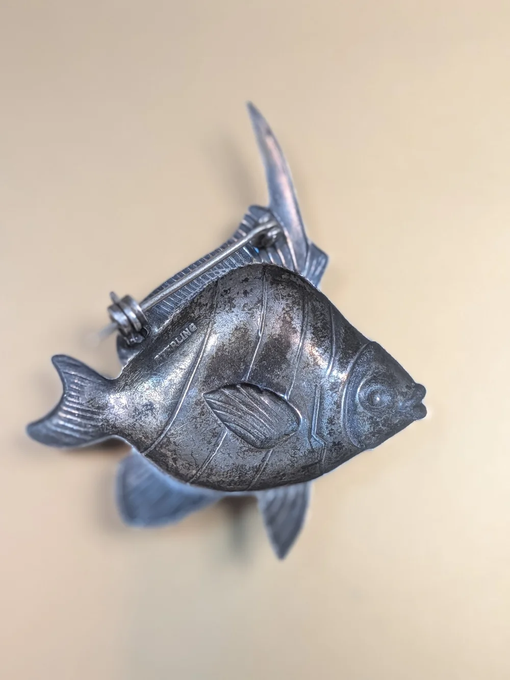 Vintage Sterling Silver Tropical Fish Brooch Pin